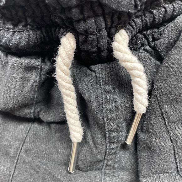 LOVE TREE Shorts Black Linen Smocked Waist Drawstring Casual Sz S - Picture 2 of 5